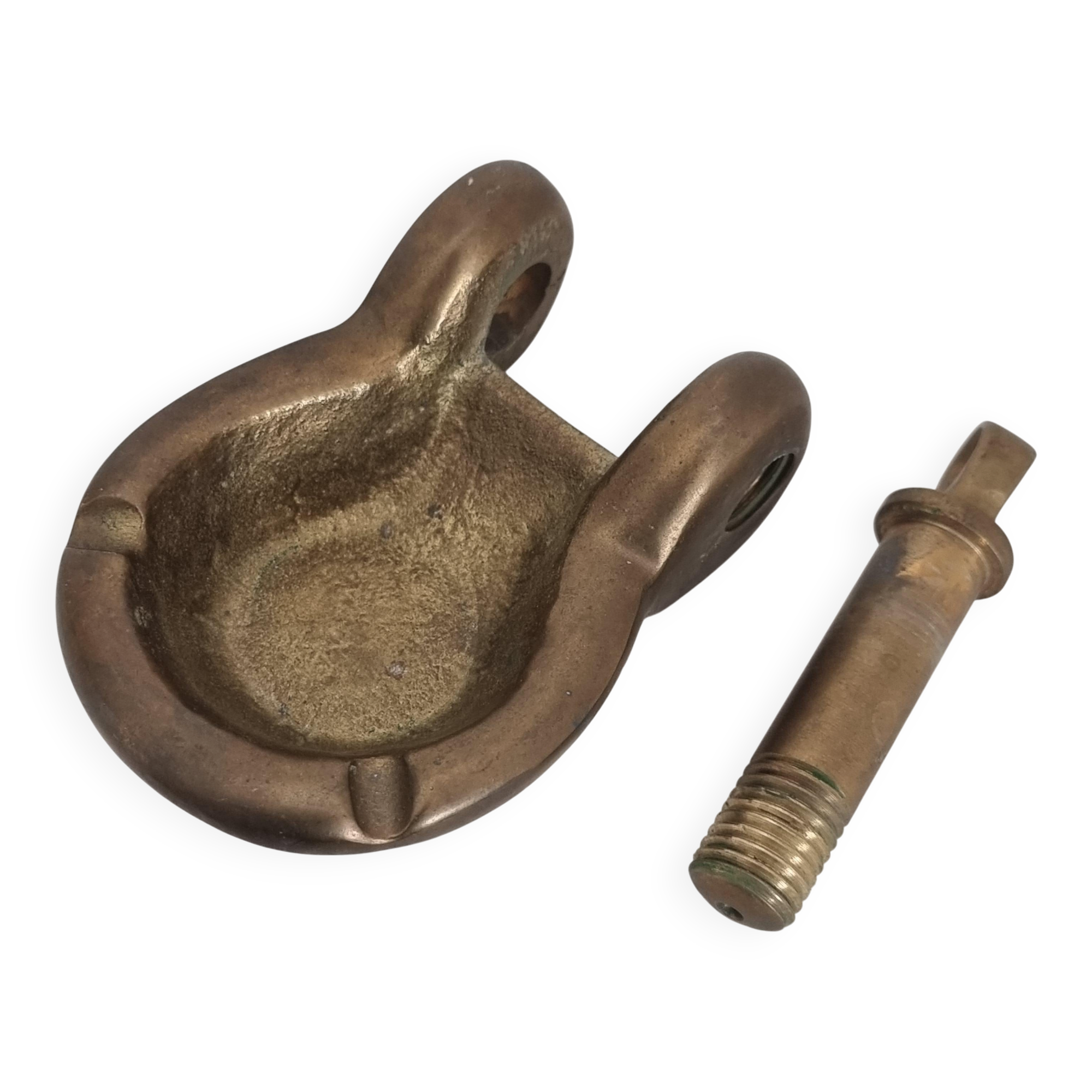 Clevis armrest ashtray in solid brass, nautical, 1950s/60s