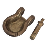 Cendrier à accoudoirs Clevis en laiton massif, nautique, années 1950/60