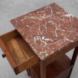 Art Deco Wood and Terracotta Marble Top Nightstand, France 1920s