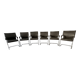 Ensemble de 6 chaises Uno en cuir gris sur piètement tubulaire chromé en porte-à-faux