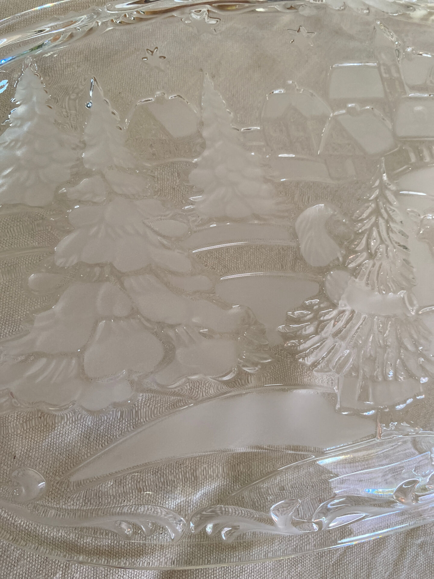 Plat de service en verre transparent - Noël