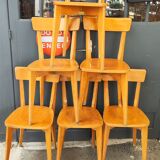 Series of six wooden bistro chairs