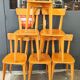 Series of six wooden bistro chairs
