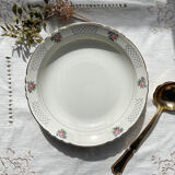 Plat creux vintage en faïence fleurie Moulin des Loups modèle "Cordoue"