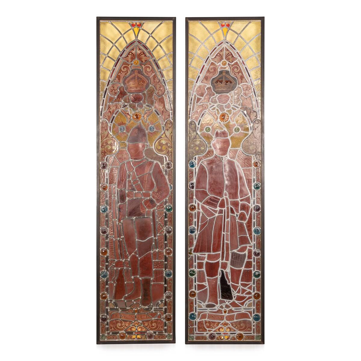 Antique 19thc victorian stained glass window light boxes c.1880