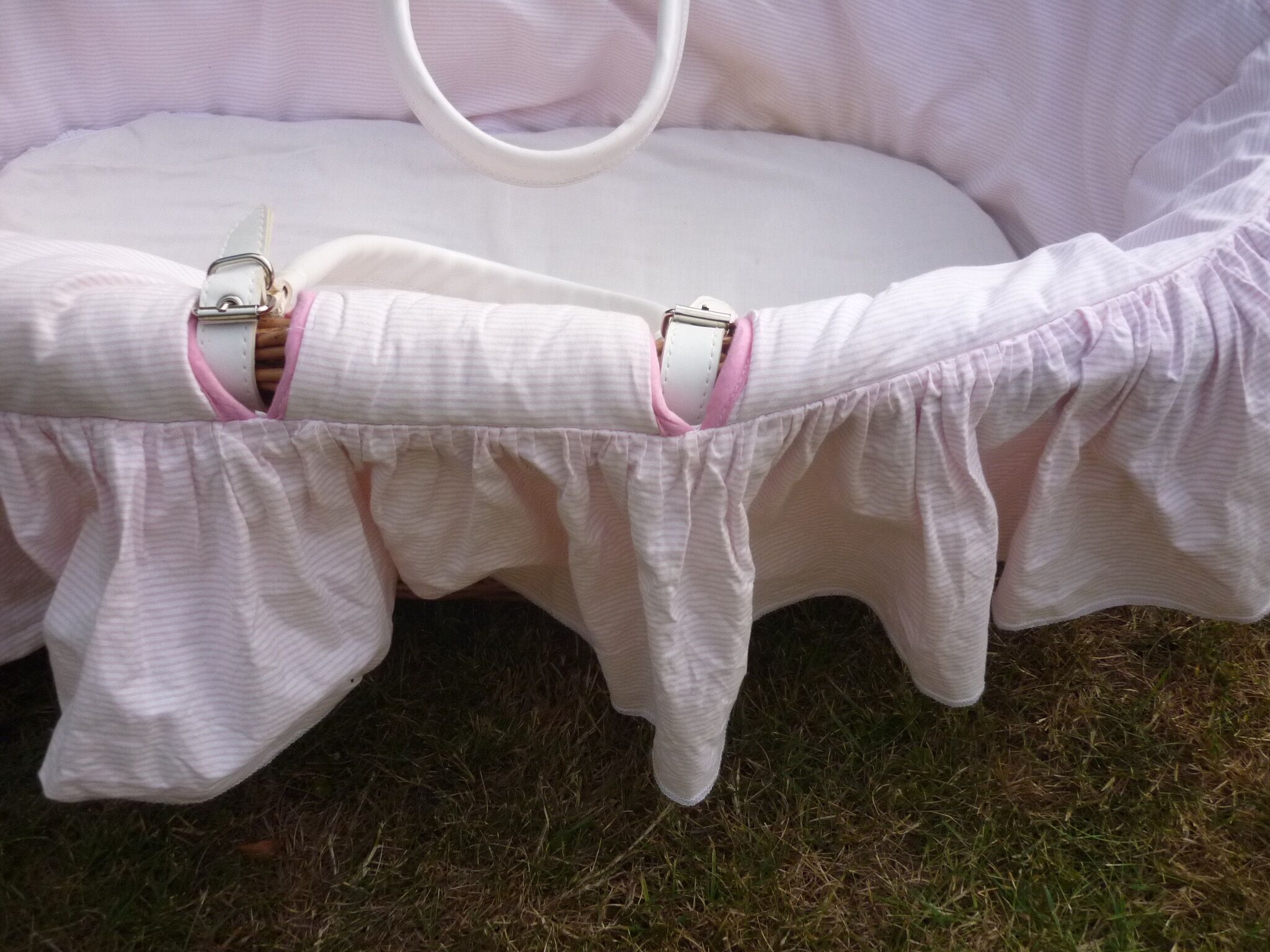 Vintage wicker and rattan with mattress and pads bassinet