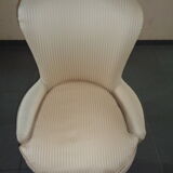 Paire de fauteuils crapaud ivoire rayé