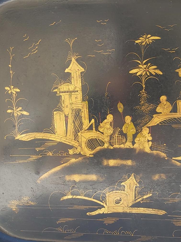 Large tray painted sheet metal Napoleon III 19th century