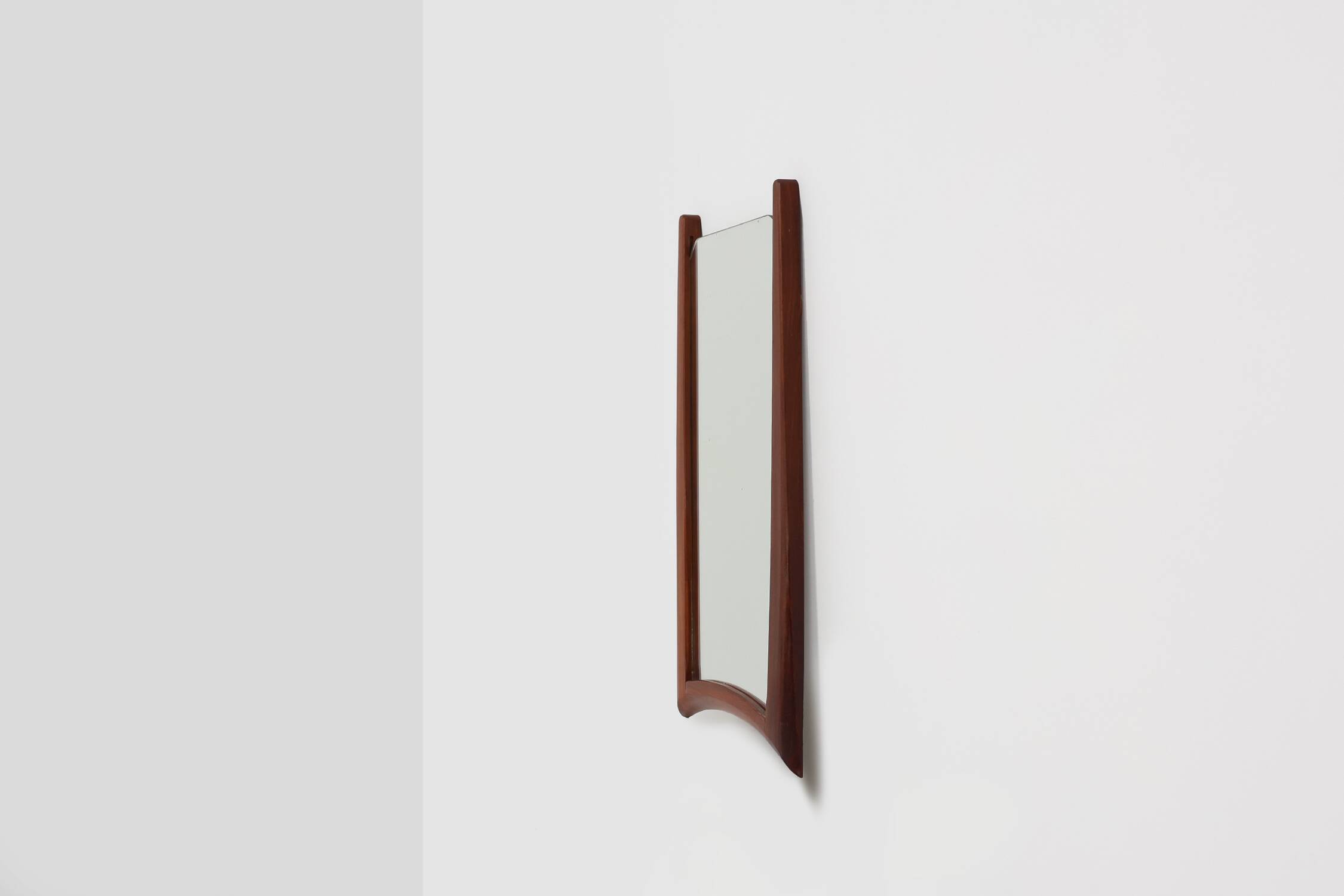 Vintage organic Scandinavian 1960s solid teak wood wall mirror