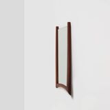 Miroir mural vintage organique scandinave des années 1960 en bois de teck massif