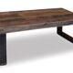 Industrial coffee table with wooden top and metal legs