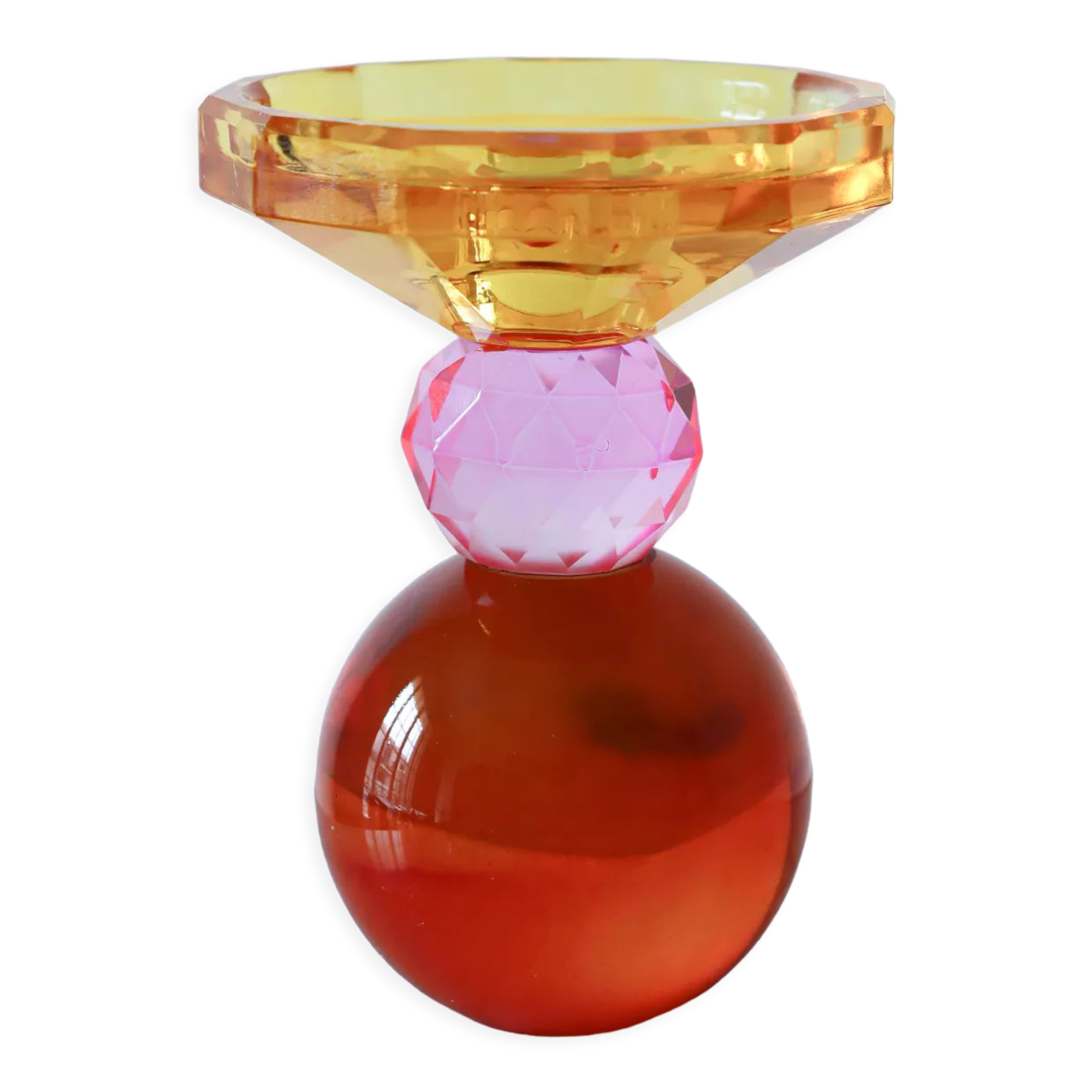 Colored glass candle holder