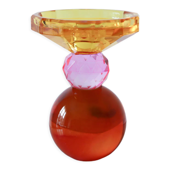 Colored glass candle holder