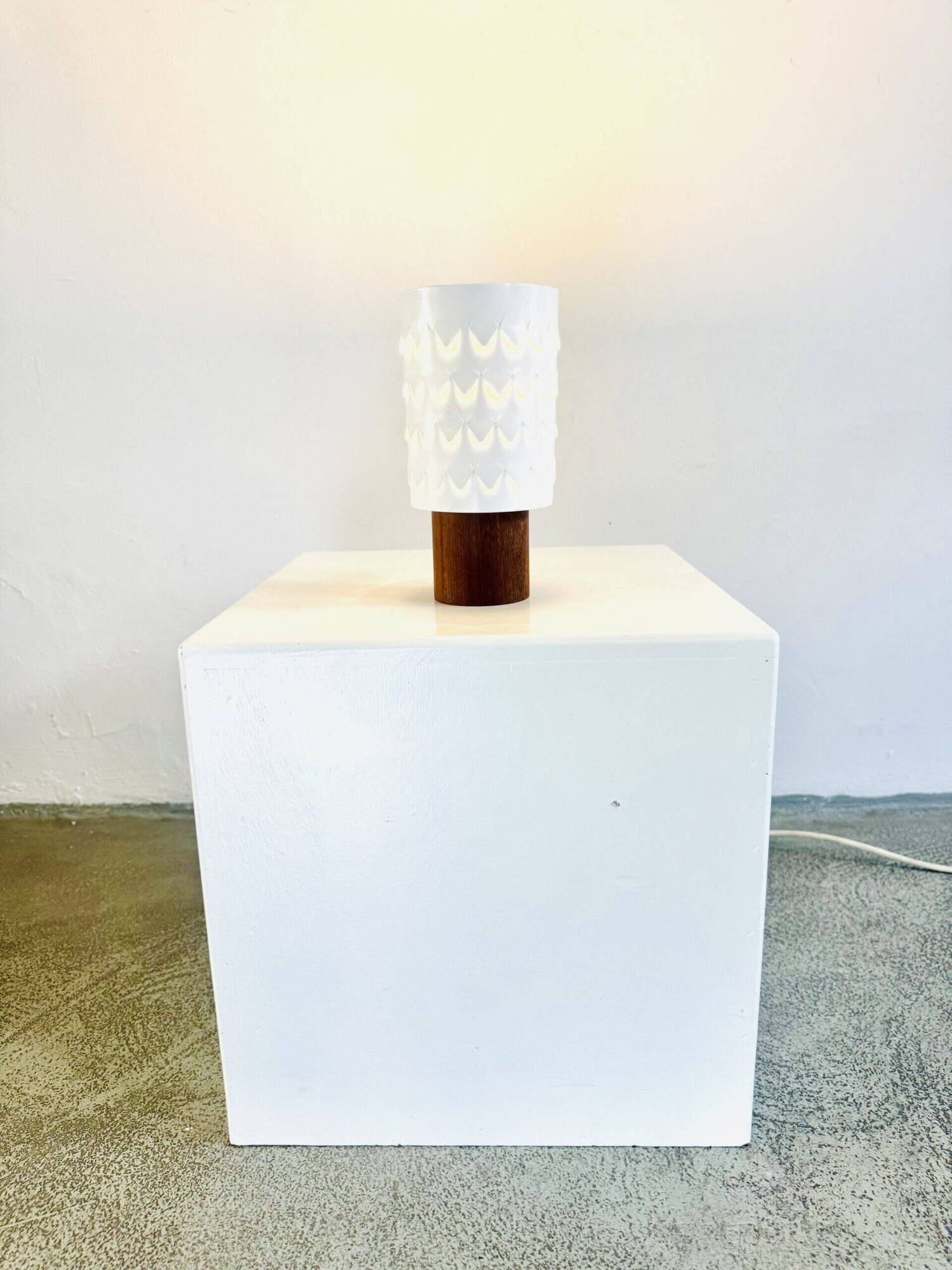 Teak And Perforated Metal Table Lamp By Hans-Agne Jakobsson For Asea, Sweden 1960S