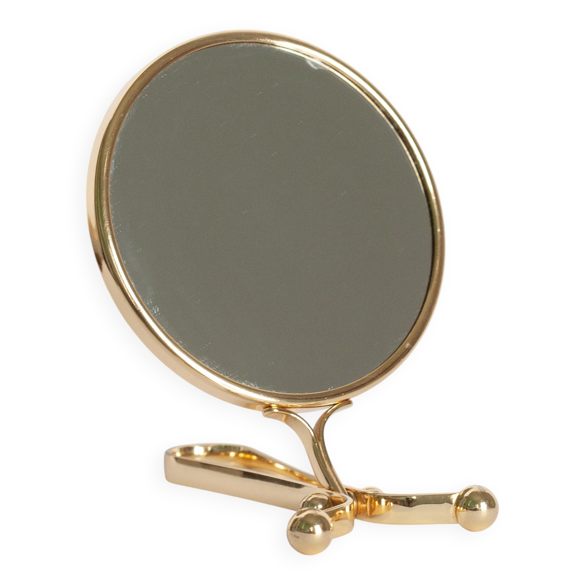 Decorative gold table mirror mid-century with metal frame, Italy, 1960s