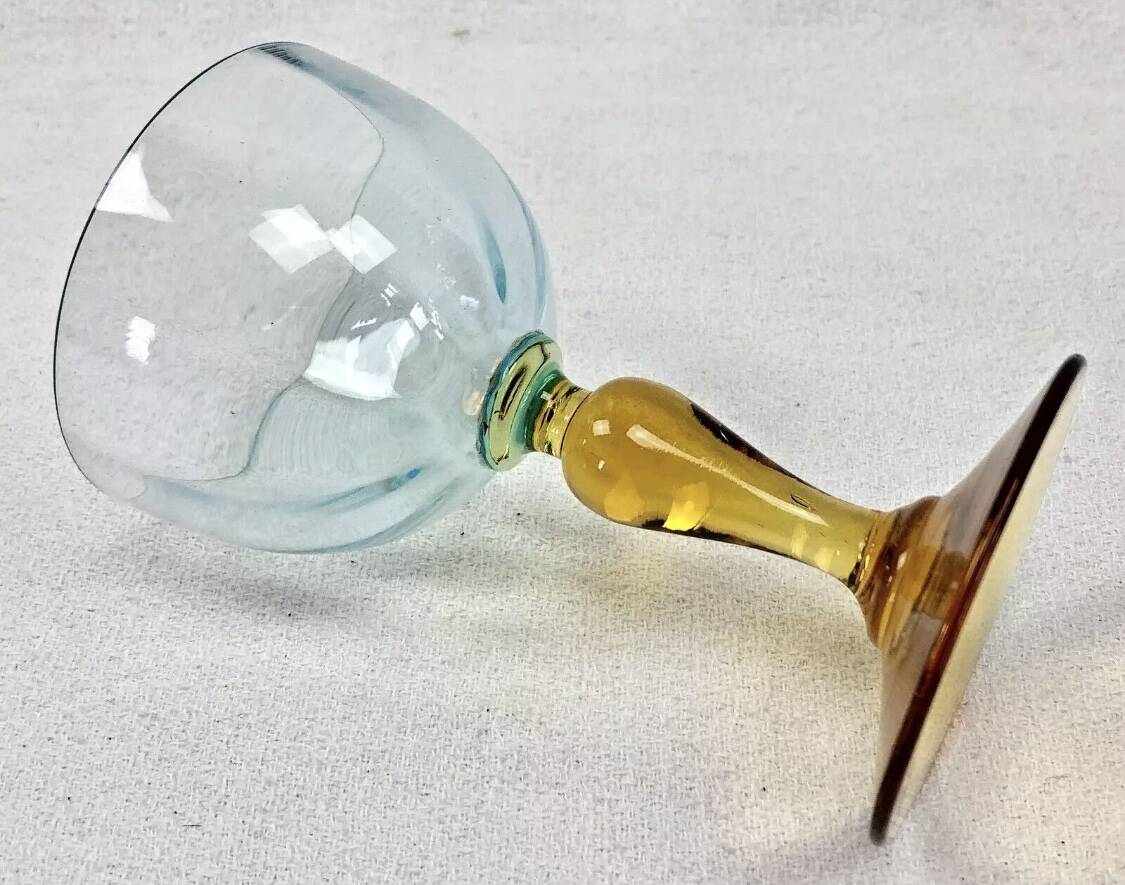 4 old two-tone George Sand wine glasses