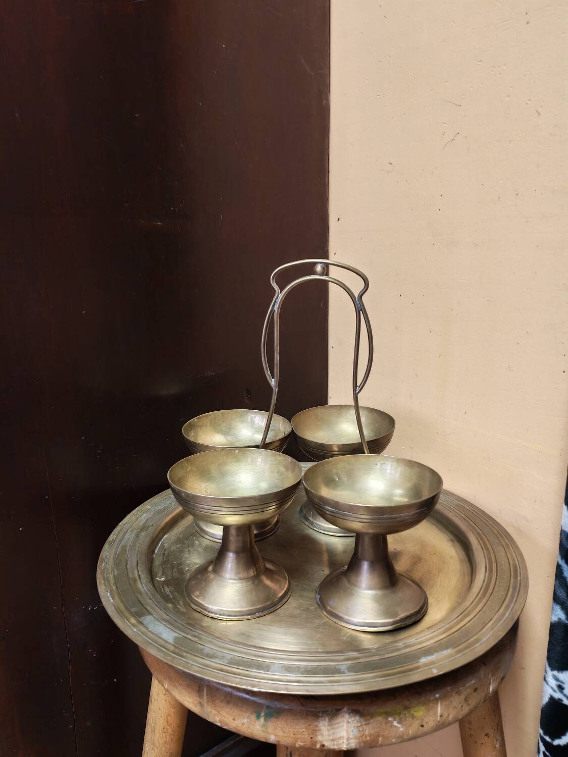 Vintage brass boho style aperitif server