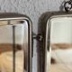 Vintage 1930s triptych barber mirror, beveled black crystal - 25 x 59 cm