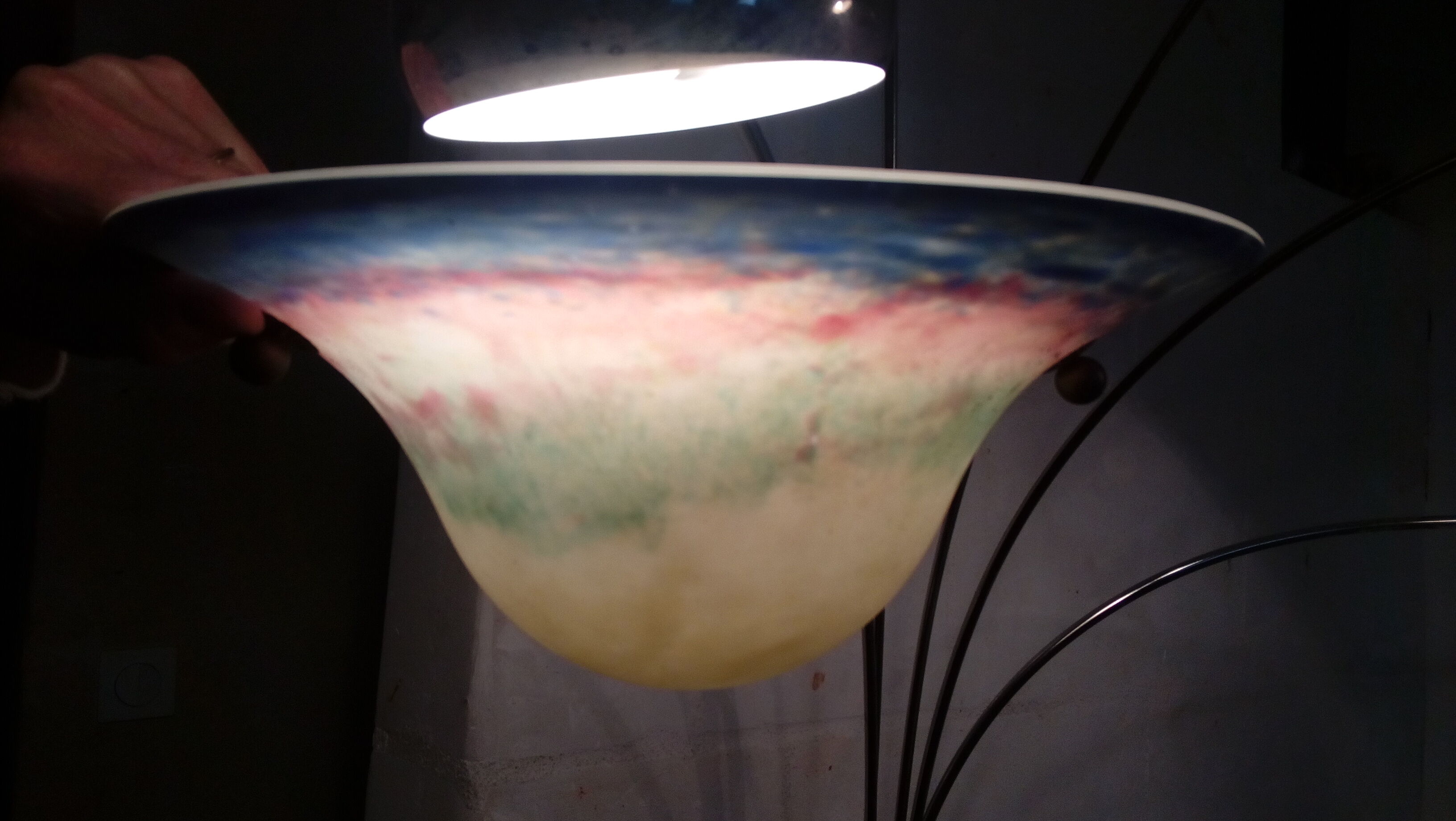 Duo of glass paste wall lamps