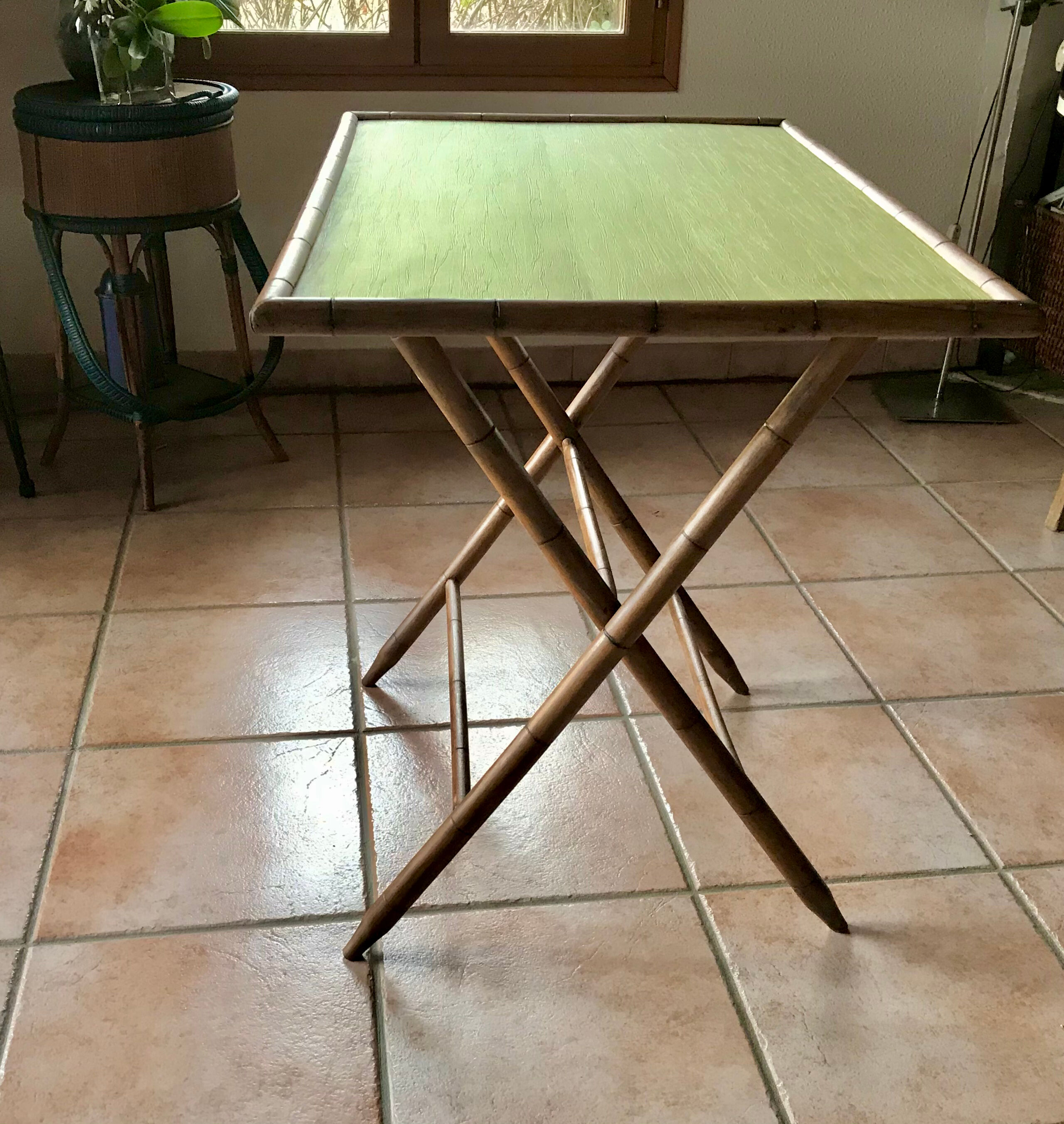 Rattan side table, 1900, Napoleon III style,