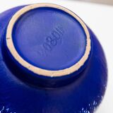Deep cobalt blue glazed ceramic vase by VEB Haldensleben, mid-century 1960s Fat Lava style