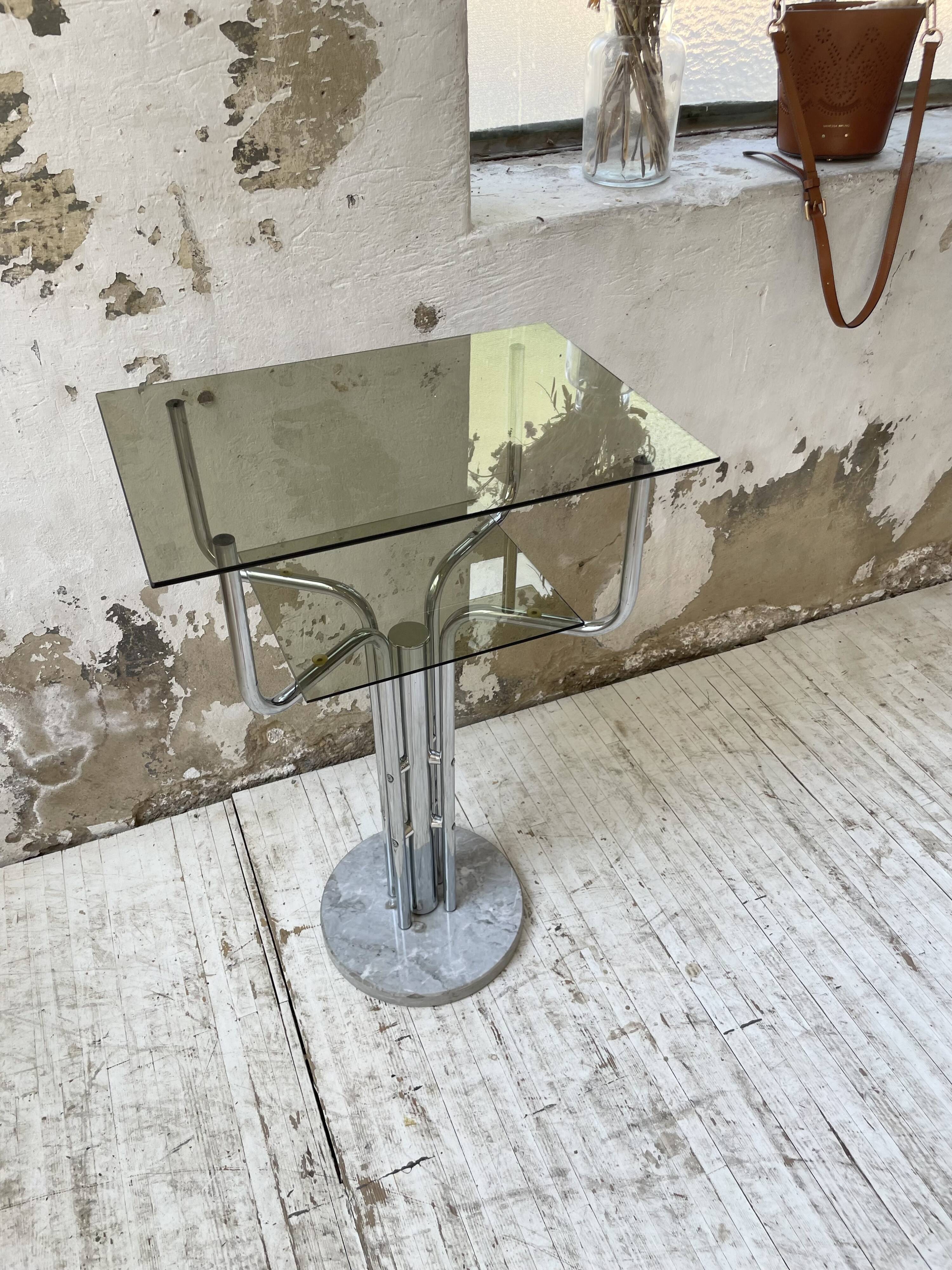 80s glass and marble console