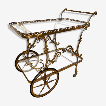 Desserte roulante en laiton néo classique dit servante ou chariot de service
