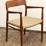 Mid Century Teak Dining Chairs by Niels O. Møller for J.L. Moller, Model 56 & 75 with papercord seat
