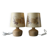 Pair of stone lamps with flower shades, 1970