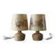 Pair of stone lamps with flower shades, 1970