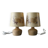 Pair of stone lamps with flower shades, 1970