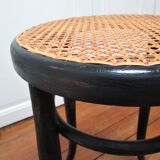 Black skated Thonet stool stamped