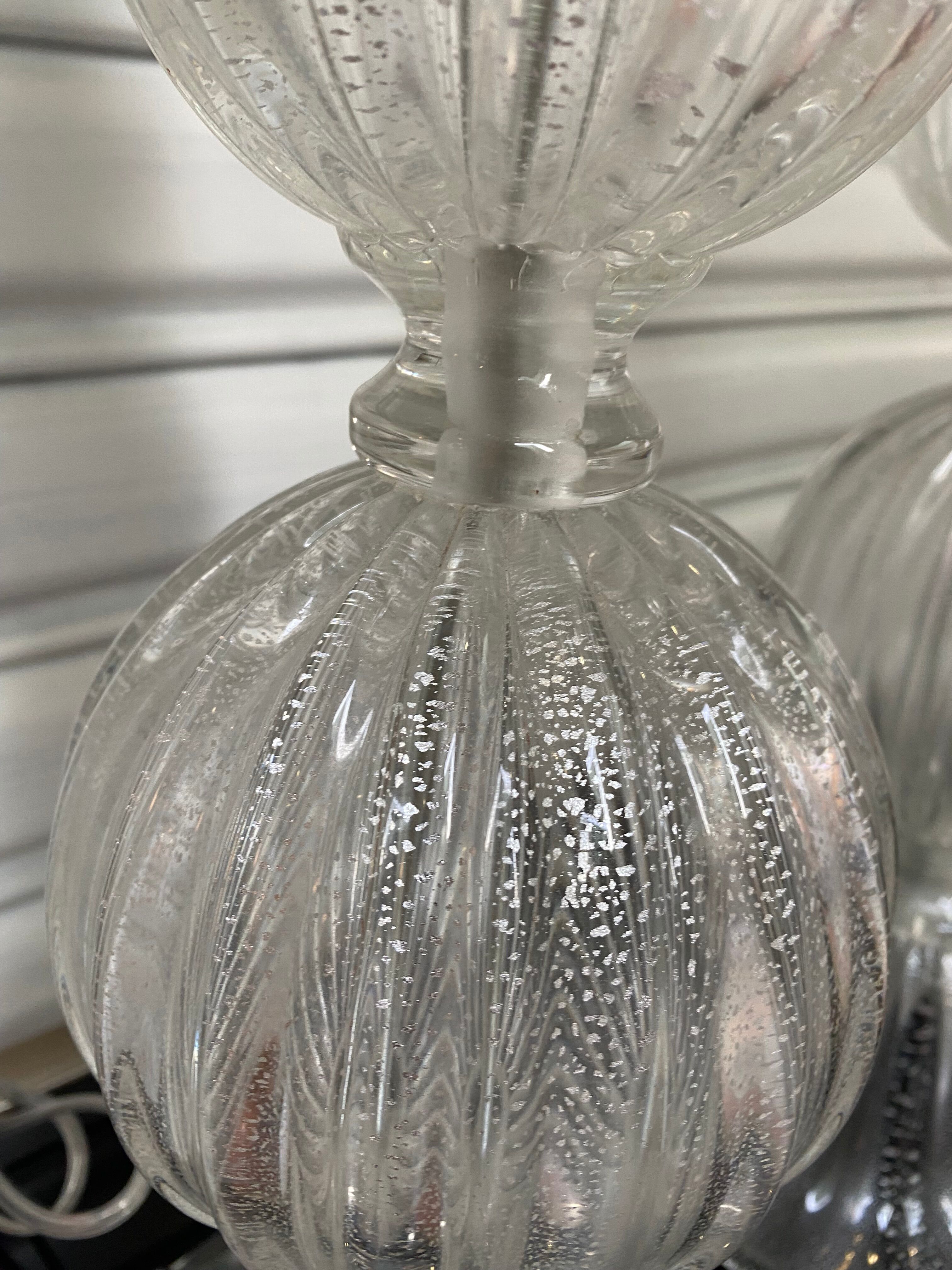 Pair of lamp legs in transparent Murano glass, Alberto Dona, 70s