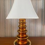 Metallic Amber Glass Table Lamp by Gustav Leek for Orrefors, 1960s