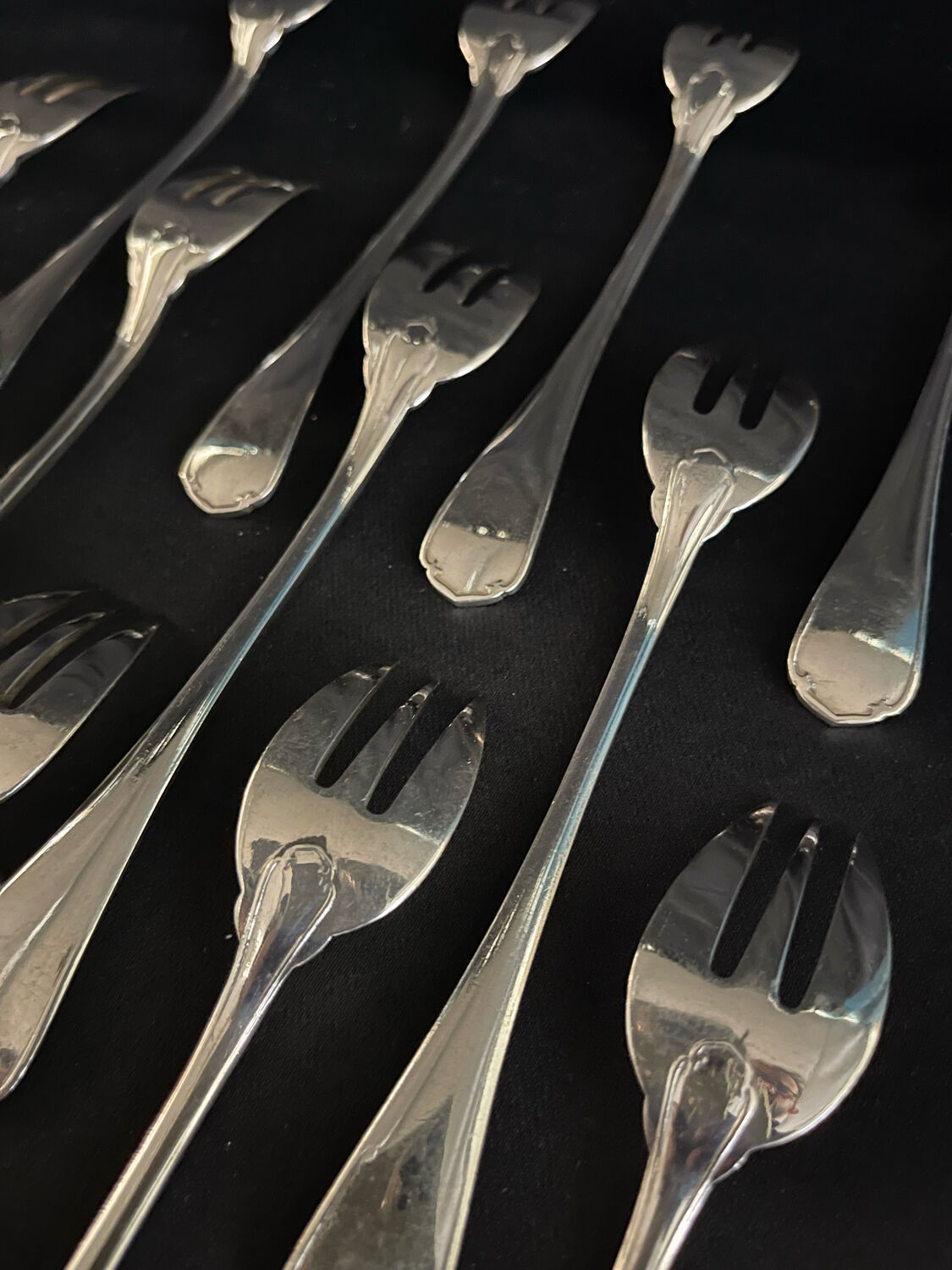 12 Christofle oyster forks silver metal Japanese model