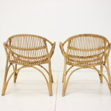 Pair of Alan Fuchs rattan lounge chairs, Czechoslovakia, 1960s