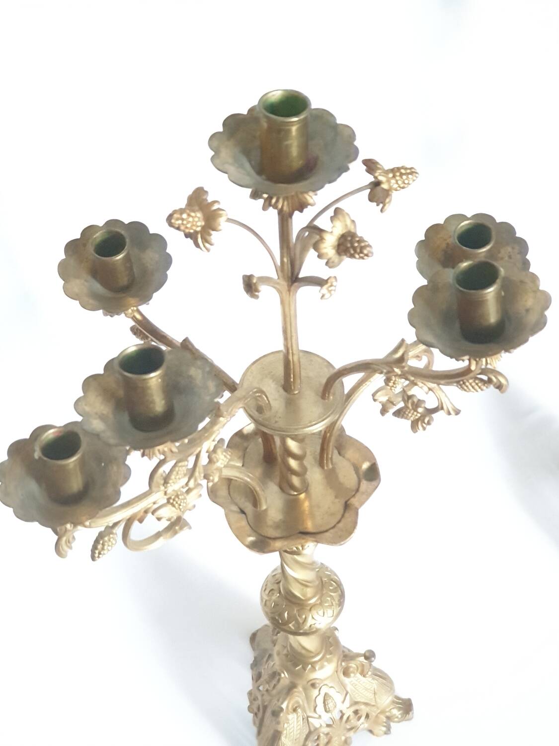 Pair of 19th century neo-Gothic bronze candelabras