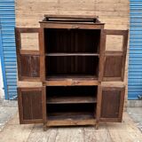 Art Deco glass-fronted cabinet in Burmese teak with original patina.
