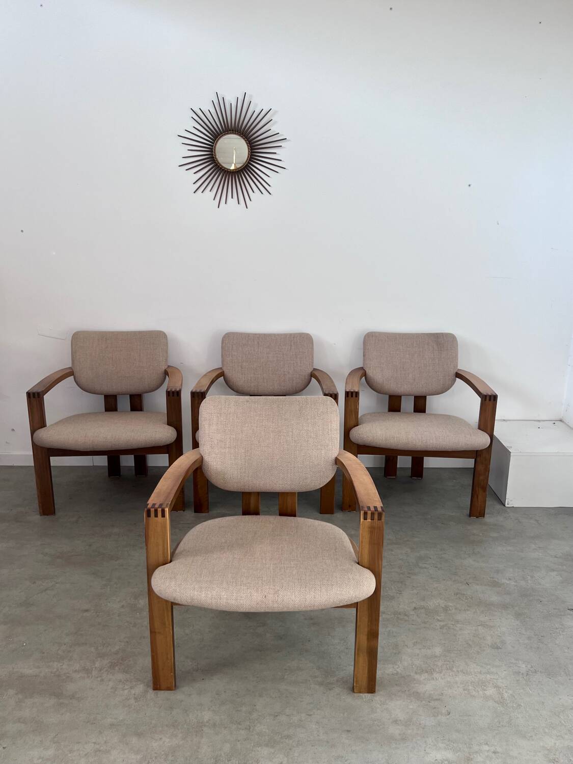 4 old armchairs Italian design chairs 70s vintage curved wood