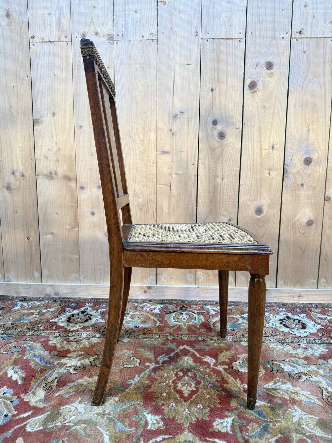 Set of 6 Art Deco chairs in marquetry and caning.