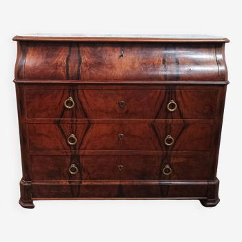 Louis Philippe secretary chest of drawers in walnut and burr walnut