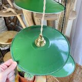 Vintage lampshade in green enamelled sheet metal, customizable