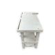 Light blue painted wooden workbench