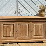 Enfilade / antique buffet in solid raw wood with 3 drawers.