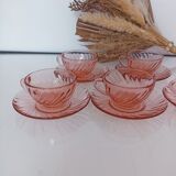 Vintage pink arcoroc espresso cups