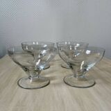 Set of 4 vintage champagne glasses on low feet