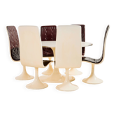 Hungarian dining room set in fibreglass by Imre Scholtz, set of 7