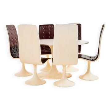 Ensemble de salle à manger hongrois en fibre de verre par Imre Scholtz, ensemble de 7