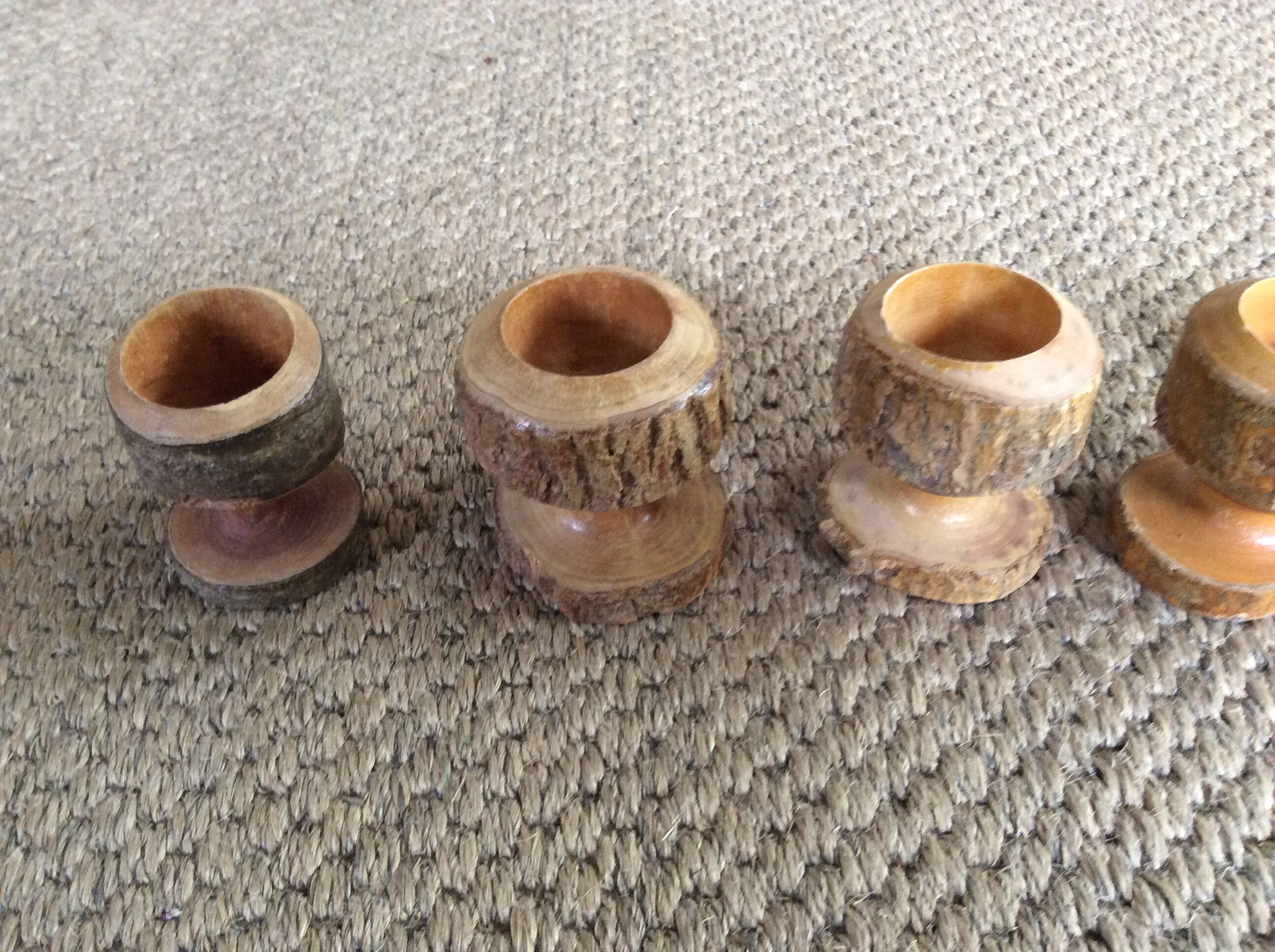 Series of 6 wooden coquetiers