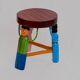 African stool carved and hand-painted – Unique piece from Burkina.